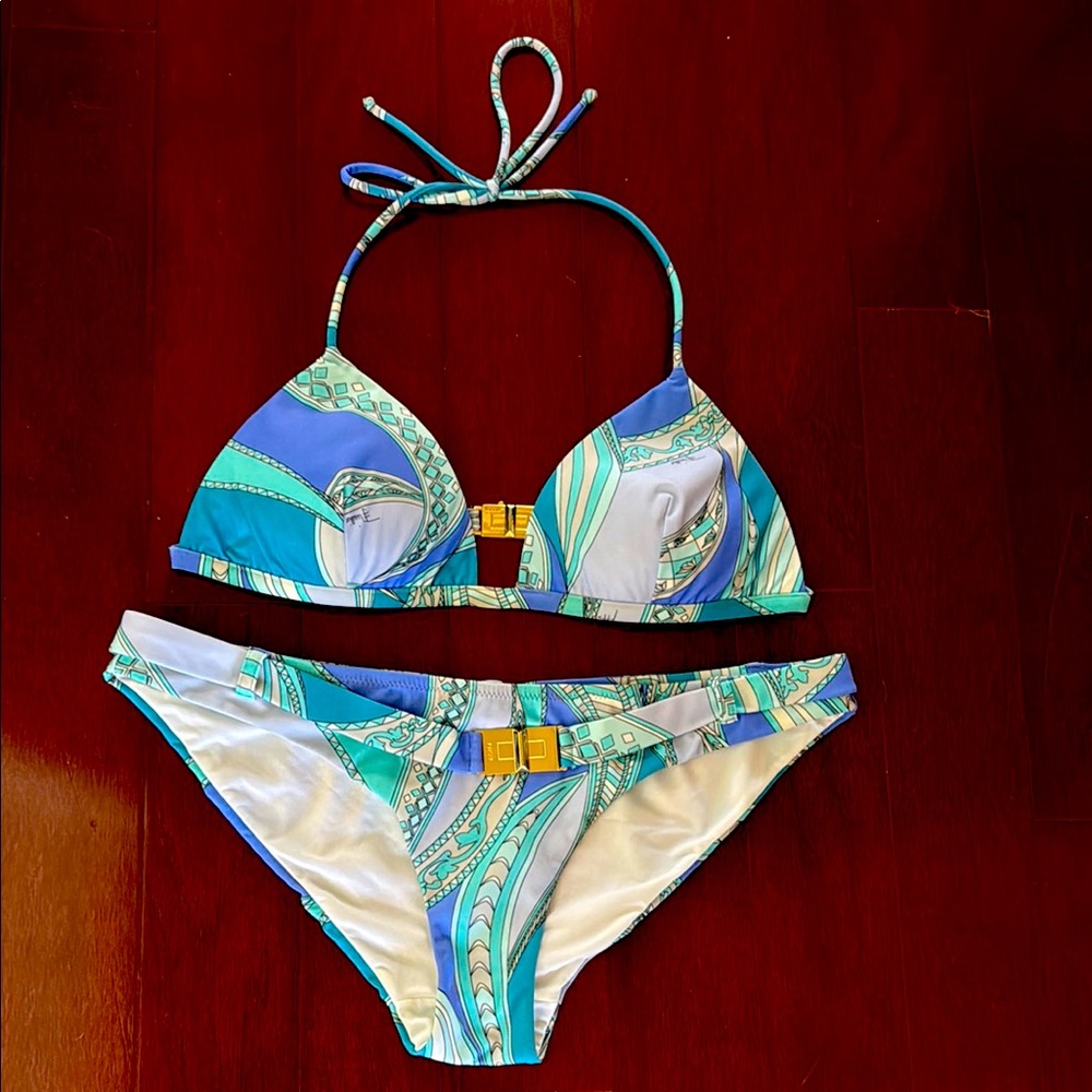 Emilio Pucci Blue and Green Bikini